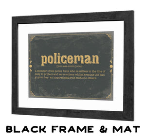 Bella Frye Policeman Word Definition Wall Art - Gift for Policeman Dictionary Artwork