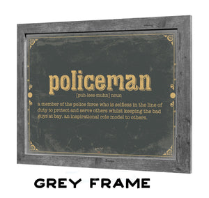 Bella Frye Policeman Word Definition Wall Art - Gift for Policeman Dictionary Artwork