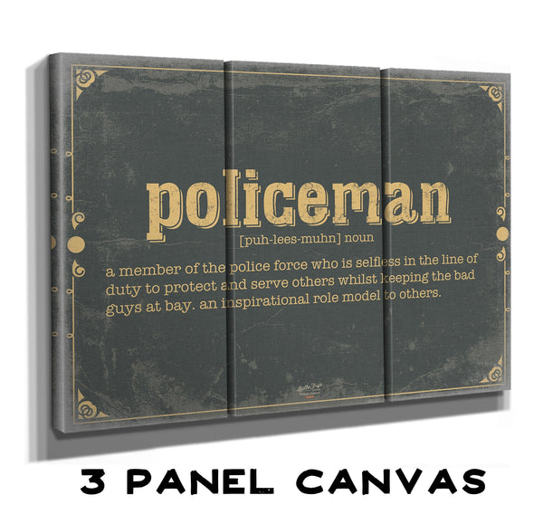 Bella Frye Policeman Word Definition Wall Art - Gift for Policeman Dictionary Artwork