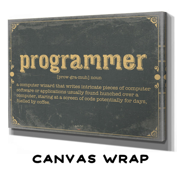 Bella Frye Programmer Word Definition Wall Art - Gift for Programmer Dictionary Artwork