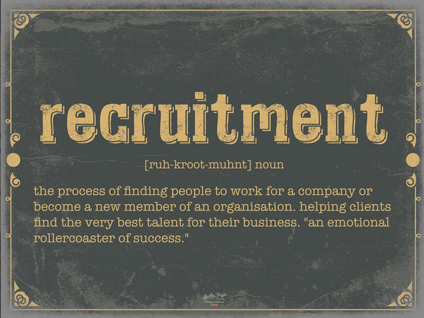 Bella Frye Recruitment Word Definition Wall Art - Gift for Recruitment Dictionary Artwork