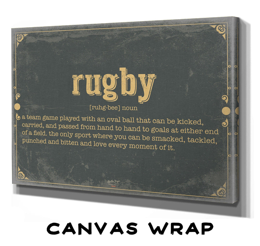 Bella Frye Rugby Word Definition Wall Art - Gift for Rugby Dictionary Artwork