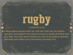 Bella Frye Rugby Word Definition Wall Art - Gift for Rugby Dictionary Artwork