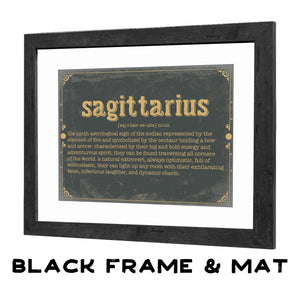 Bella Frye Sagittarius Word Definition Wall Art - Gift for Sagittarius Dictionary Artwork