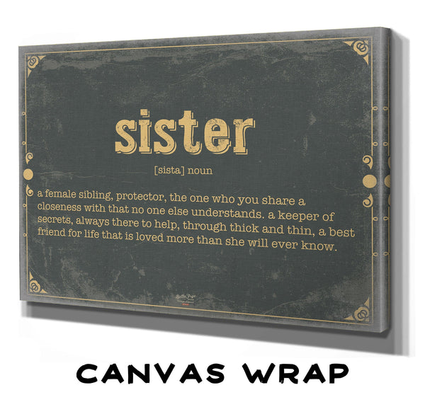 Bella Frye Sister Word Definition Wall Art - Gift for Sister Dictionary Artwork