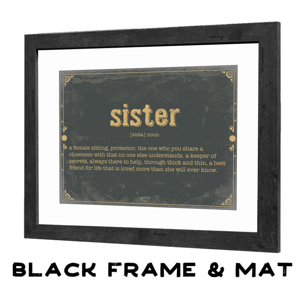 Bella Frye Sister Word Definition Wall Art - Gift for Sister Dictionary Artwork