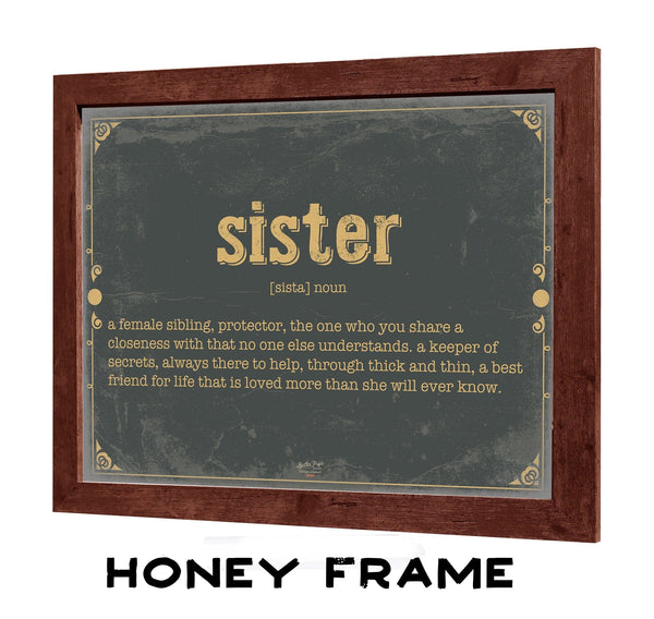 Bella Frye Sister Word Definition Wall Art - Gift for Sister Dictionary Artwork