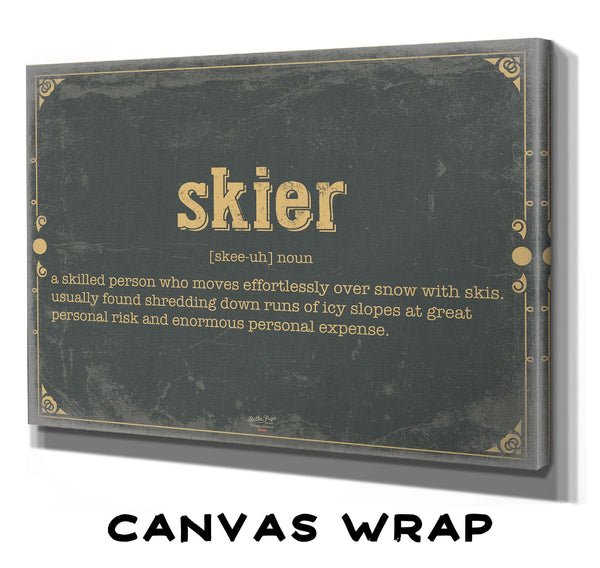 Bella Frye Skier Word Definition Wall Art - Gift for Skier Dictionary Artwork