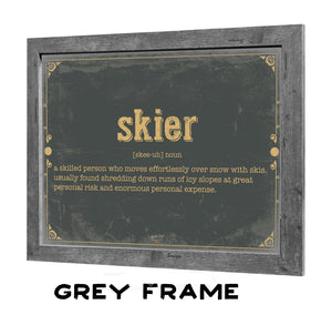 Bella Frye Skier Word Definition Wall Art - Gift for Skier Dictionary Artwork