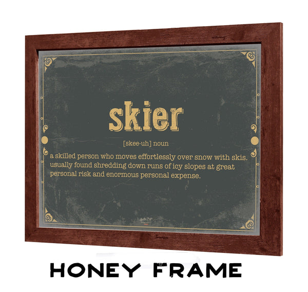 Bella Frye Skier Word Definition Wall Art - Gift for Skier Dictionary Artwork