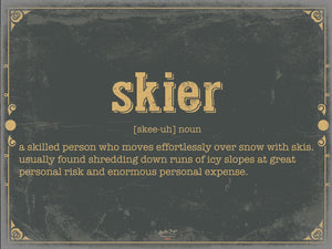 Bella Frye Skier Word Definition Wall Art - Gift for Skier Dictionary Artwork