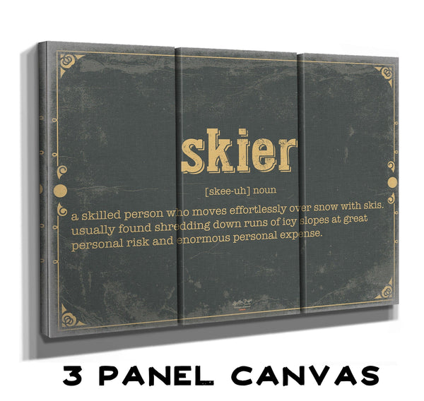 Bella Frye Skier Word Definition Wall Art - Gift for Skier Dictionary Artwork