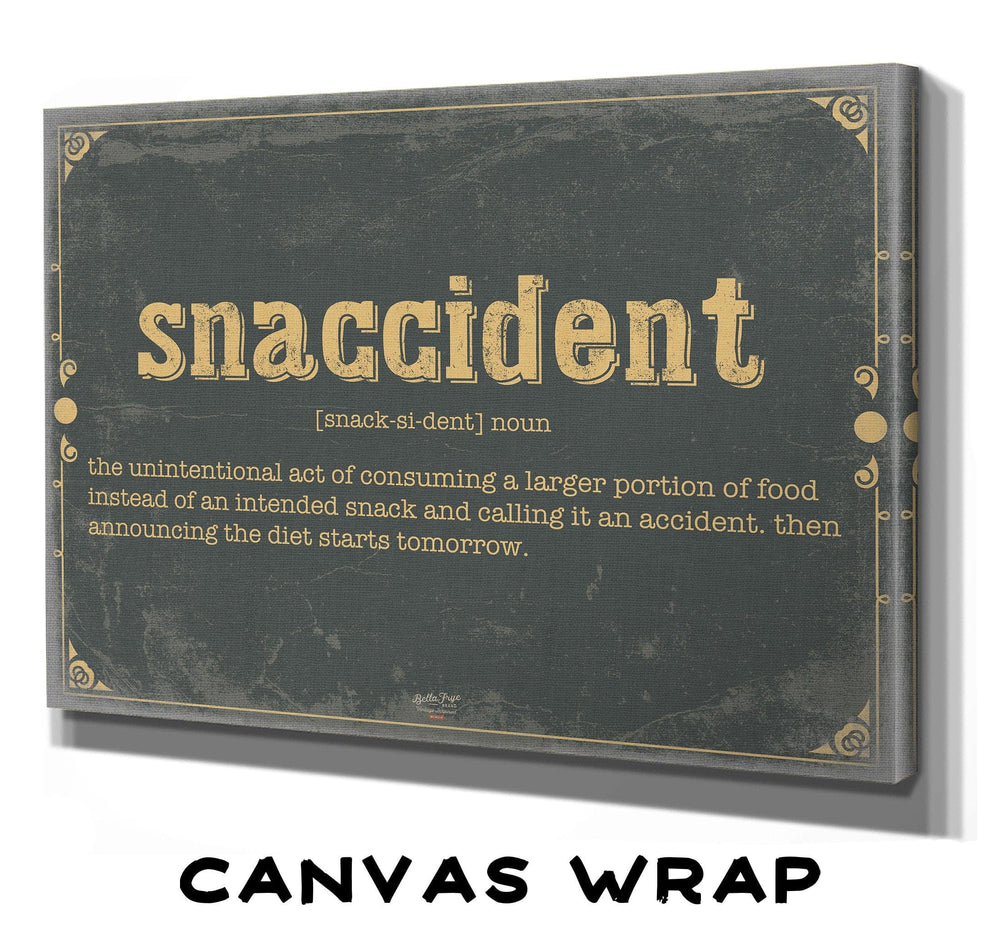 Bella Frye Snaccident Word Definition Wall Art - Gift for Snaccident Dictionary Artwork