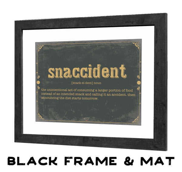 Bella Frye Snaccident Word Definition Wall Art - Gift for Snaccident Dictionary Artwork