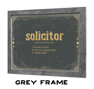 Bella Frye Solicitor Word Definition Wall Art - Gift for Solicitor Dictionary Artwork