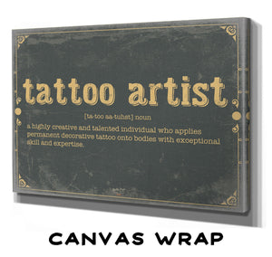 Bella Frye Tattoo Artist Word Definition Wall Art - Gift for Tattoo Artist Dictionary Artwork