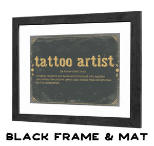 Bella Frye Tattoo Artist Word Definition Wall Art - Gift for Tattoo Artist Dictionary Artwork