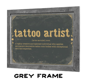 Bella Frye Tattoo Artist Word Definition Wall Art - Gift for Tattoo Artist Dictionary Artwork