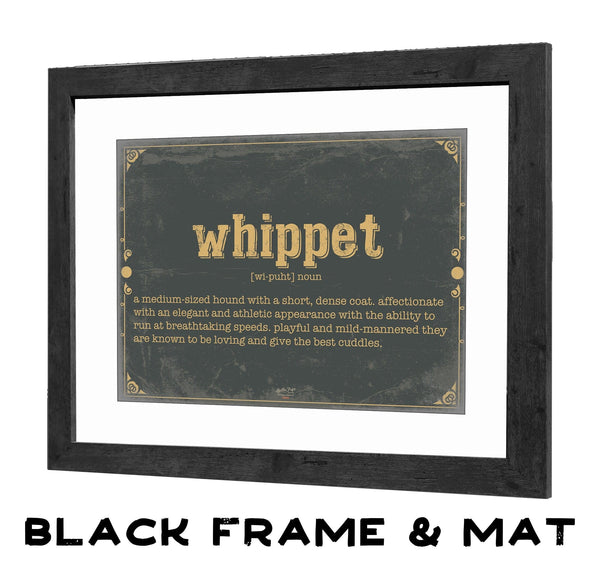 Bella Frye Whippet Word Definition Wall Art - Gift for Whippet Dictionary Artwork