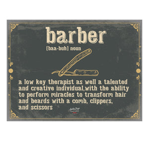 Bella Frye Barber Word Definition Wall Art - Gift for Barber Dictionary Artwork