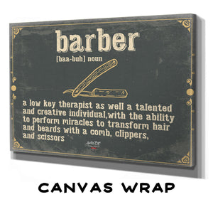 Bella Frye Barber Word Definition Wall Art - Gift for Barber Dictionary Artwork