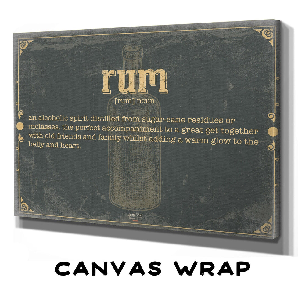 Bella Frye Rum Word Definition Wall Art - Gift for Rum Dictionary Artwork