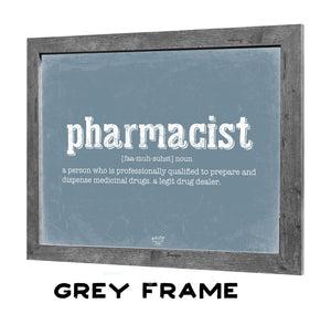 Bella Frye Pharmacist Definition Wall Art - Gift for Pharmacist Dictionary Artwork