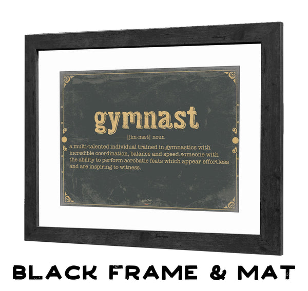 Bella Frye Gymnast Word Definition Wall Art - Gift for Gymnast Dictionary Artwork