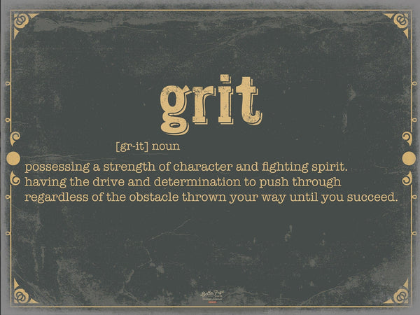 Bella Frye Grit Word Definition Wall Art - Gift for Grit Dictionary Artwork