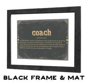 Bella Frye Coach Word Definition Wall Art - Gift for Coach Dictionary Artwork