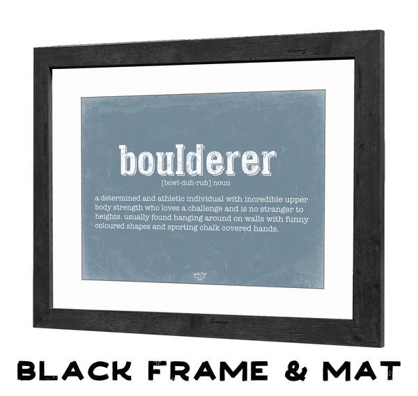 Bella Frye Boulderer Definition Wall Art - Gift for Boulderer Dictionary Artwork