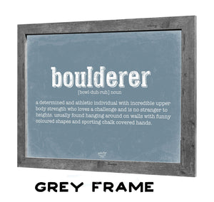 Bella Frye Boulderer Definition Wall Art - Gift for Boulderer Dictionary Artwork