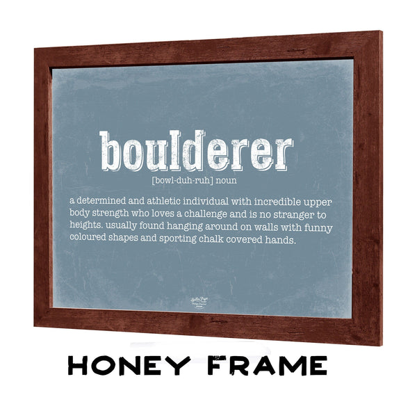 Bella Frye Boulderer Definition Wall Art - Gift for Boulderer Dictionary Artwork