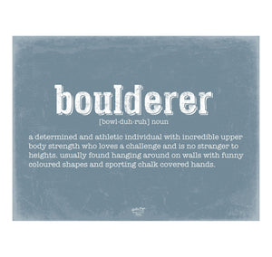 Bella Frye Boulderer Definition Wall Art - Gift for Boulderer Dictionary Artwork