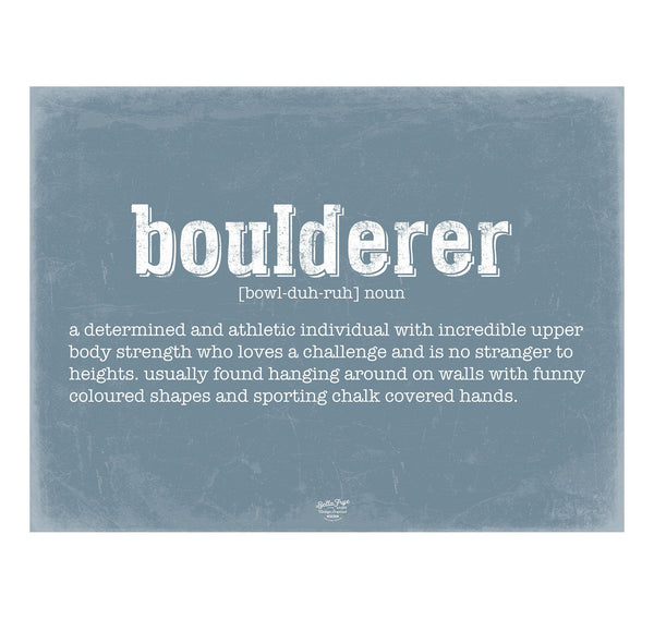 Bella Frye Boulderer Definition Wall Art - Gift for Boulderer Dictionary Artwork