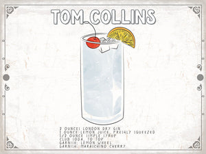 Bella Frye Tom Collins Cocktail Recipe Wall Art - Beverage Artwork