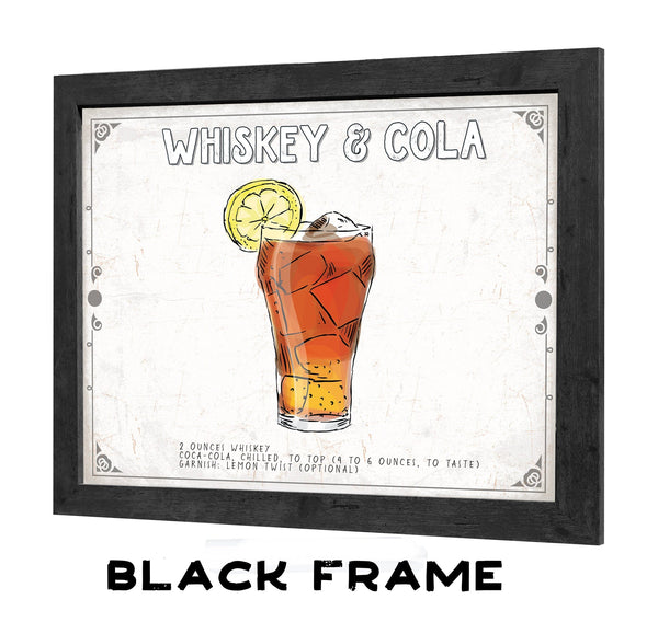 Bella Frye Whiskey & Cola Cocktail Recipe Wall Art - Beverage Artwork