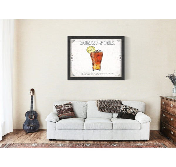 Bella Frye Whiskey & Cola Cocktail Recipe Wall Art - Beverage Artwork