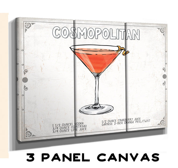 Bella Frye Cosmopolitan Cocktail Recipe Wall Art - Beverage Artwork