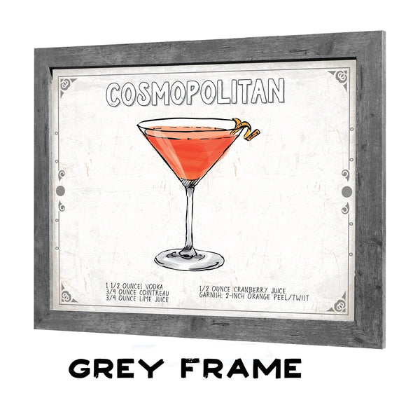 Bella Frye Cosmopolitan Cocktail Recipe Wall Art - Beverage Artwork