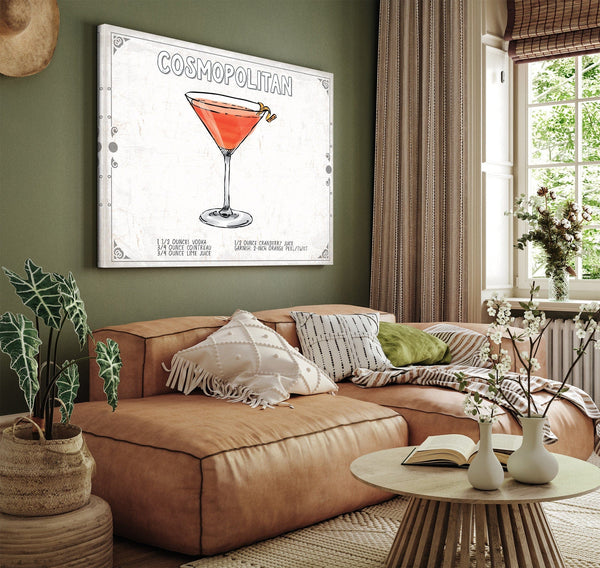 Bella Frye Cosmopolitan Cocktail Recipe Wall Art - Beverage Artwork