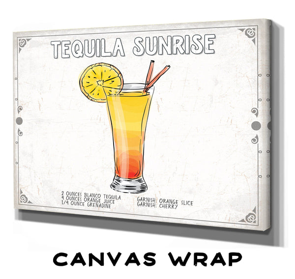 Bella Frye Tequila Sunrise Cocktail Recipe Wall Art - Beverage Artwork