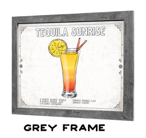 Bella Frye Tequila Sunrise Cocktail Recipe Wall Art - Beverage Artwork