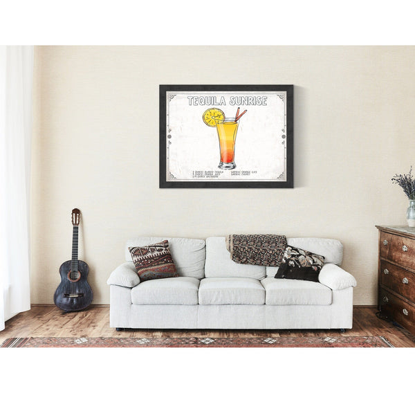 Bella Frye Tequila Sunrise Cocktail Recipe Wall Art - Beverage Artwork