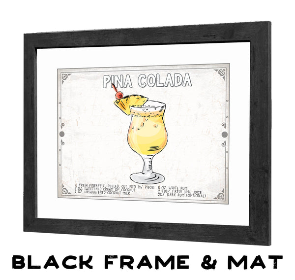 Bella Frye Pina Colada Cocktail Recipe Wall Art - Beverage Artwork