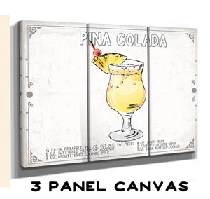 Bella Frye Pina Colada Cocktail Recipe Wall Art - Beverage Artwork