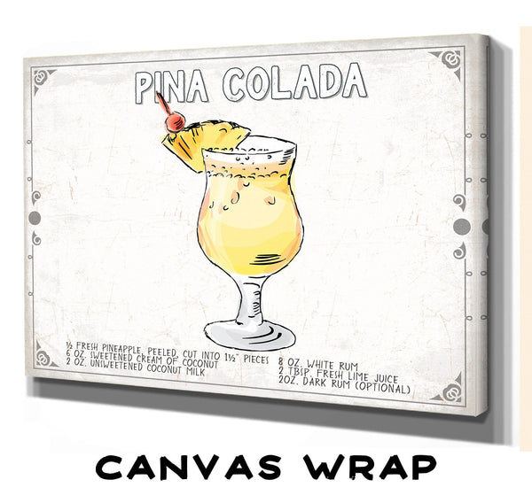 Bella Frye Pina Colada Cocktail Recipe Wall Art - Beverage Artwork