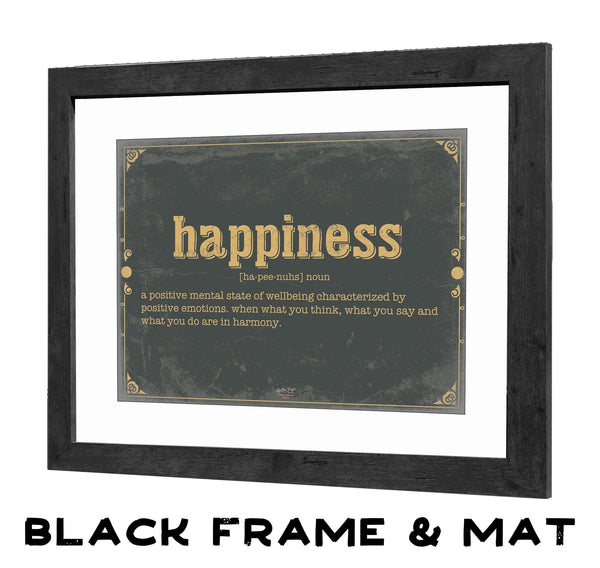 Bella Frye Happiness Word Definition Wall Art - Gift for Happiness Dictionary Artwork