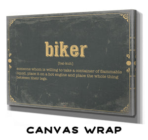 Bella Frye Biker Word Definition Wall Art - Gift for Personal Biker Dictionary Artwork