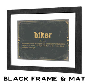 Bella Frye Biker Word Definition Wall Art - Gift for Personal Biker Dictionary Artwork